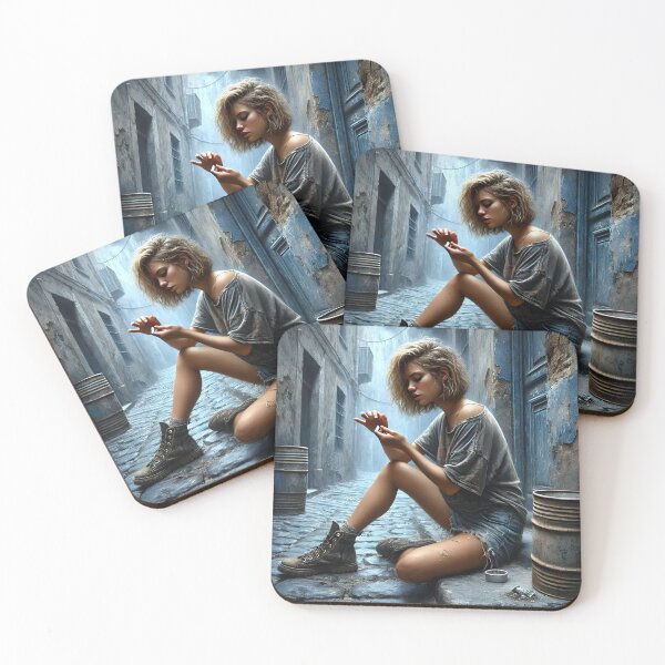 Item preview, Reflective Solitude - Gritty Urban Portrait designed and sold by ANIARTONLINE.