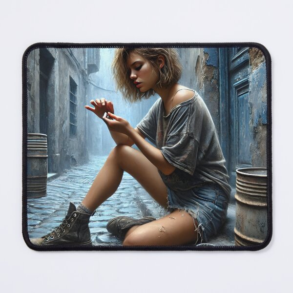 Item preview, Reflective Solitude - Gritty Urban Portrait designed and sold by ANIARTONLINE.