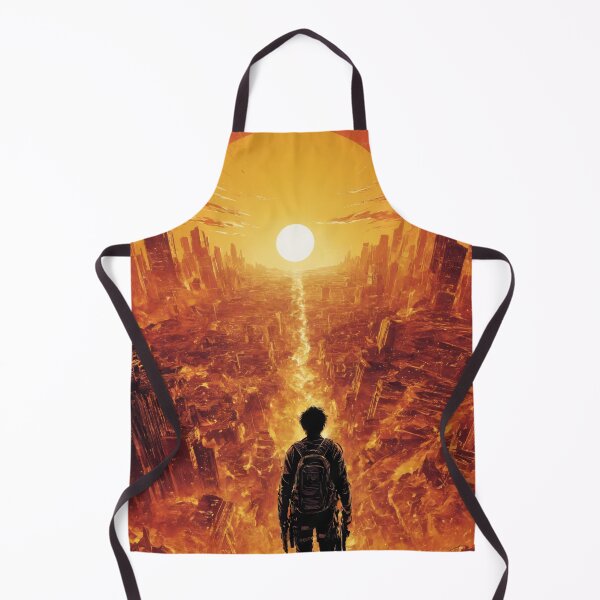 Item preview, Silhouetted Survivor in a Flaming Cityscape designed and sold by REPTISLAV.