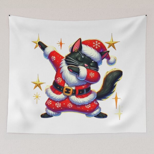 Item preview, Funny Christmas Dabbing Black Cat Kids Santa Boys & Girls designed and sold by SztylishDesigns.