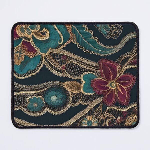 Item preview, Turquoise, Burgundy and Yellow Lace designed and sold by Ciervo Primavera.