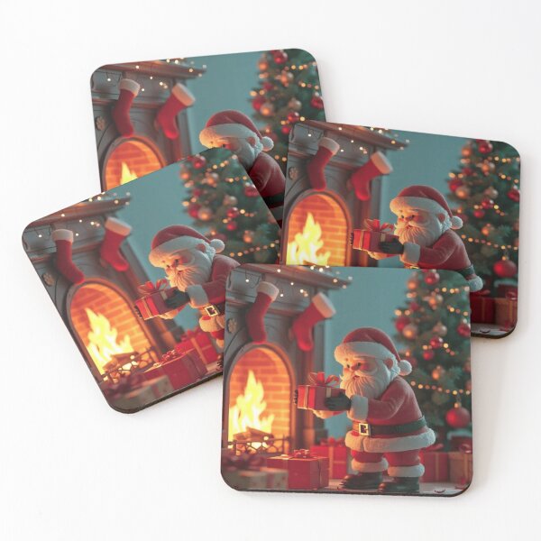 Item preview, Santa Claus Putting Gifts Under A Christmas Tree By A FirePlace. designed and sold by Mauricedm71.
