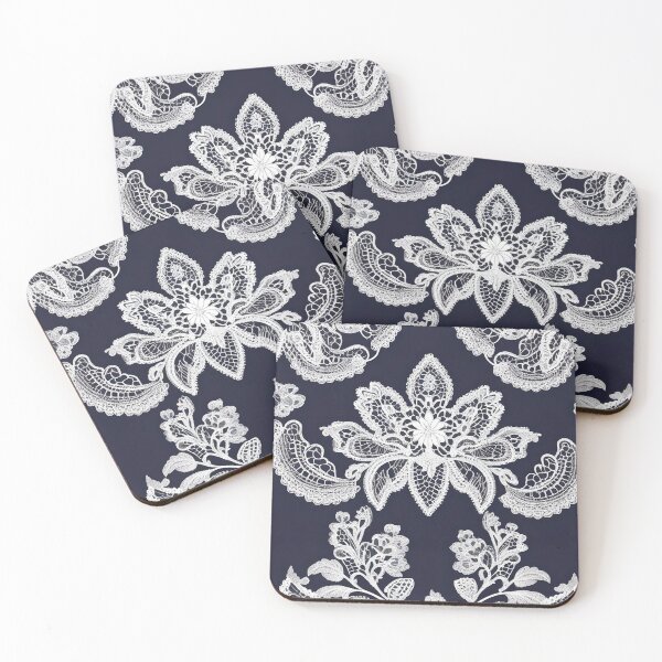 Item preview, White Lace on a Navy Blue Background designed and sold by Ciervo Primavera.
