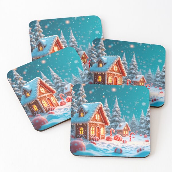 Item preview, Candy Cane Gingerbread Houses in The Snow designed and sold by DreamlifeBackgrounds.