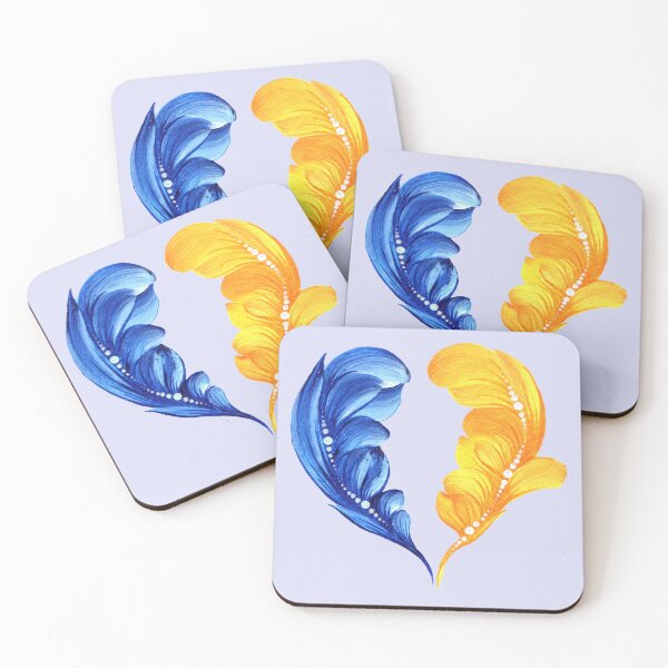 Item preview, Heart yellow blue   of Ukraine Petrykivka art author's drawing traditional art designed and sold by Sunflower-7.