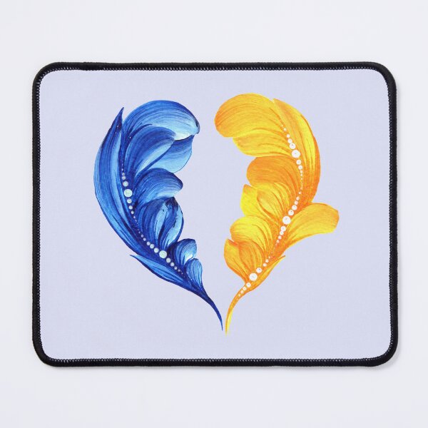 Item preview, Heart yellow blue of Ukraine Petrykivka art author's drawing traditional art designed and sold by Sunflower-7.