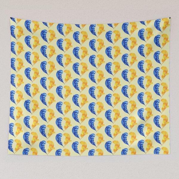 Item preview, Heart yellow blue   of Ukraine Petrykivka art author's drawing traditional art designed and sold by Sunflower-7.