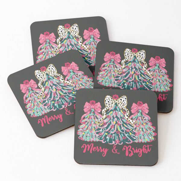 Item preview, Merry and Bright Christmas Trees with Pink Ornaments  designed and sold by GDCdesigns.