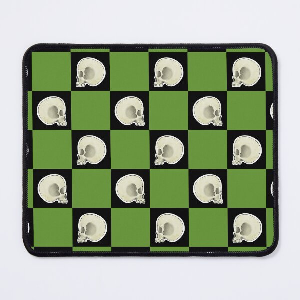Item preview, Green and Black Checkerboard pattern with skulls designed and sold by MetalTea.