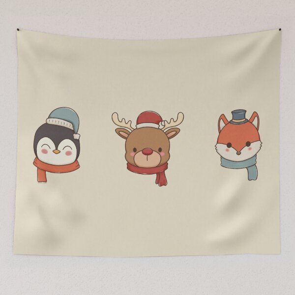 Aperçu de l'œuvre Animaux d'hiver pingouin cerf renard créée et vendue par YQvibe Studio.
