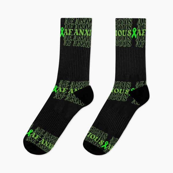 Item preview, Anxious Af Green Ribbon Brain Stacked - Mental Health Awareness designed and sold by Smix Pixels.