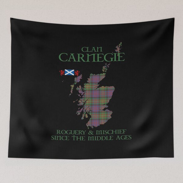 Artikelvorschau, Clan Carnegie Tartan Schottland Karte Andreaskreuz Flagge und Löwe grassierend schottischen entworfen und verkauft von Clan1093.