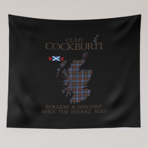 Item preview, Clan Cockburn Brown tartan Scotland map Saltire flag and lion rampant scottish designed and sold by Clan1093.
