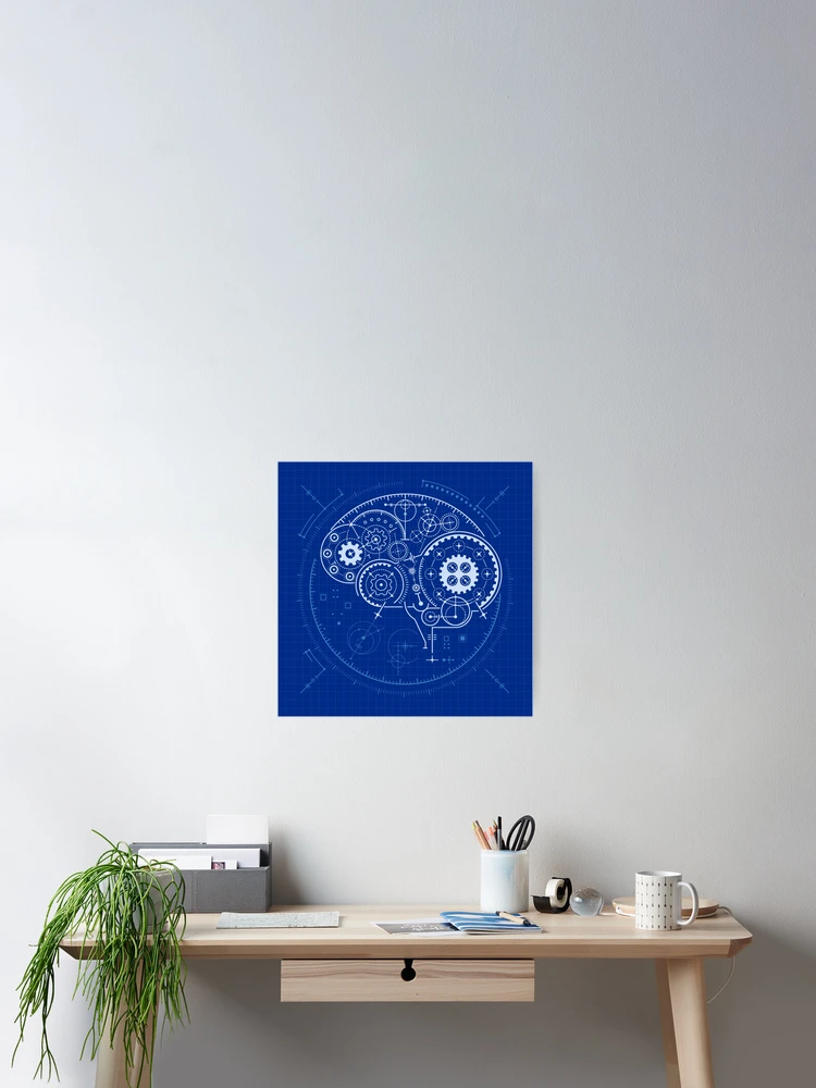 Thumbnail 2 of 3, Poster, Machine Learning AI Brain Blueprint designed and sold by NiamLab.