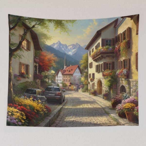 Item preview, Charming Townhouses in the Summer Glow designed and sold by BlareBlare.
