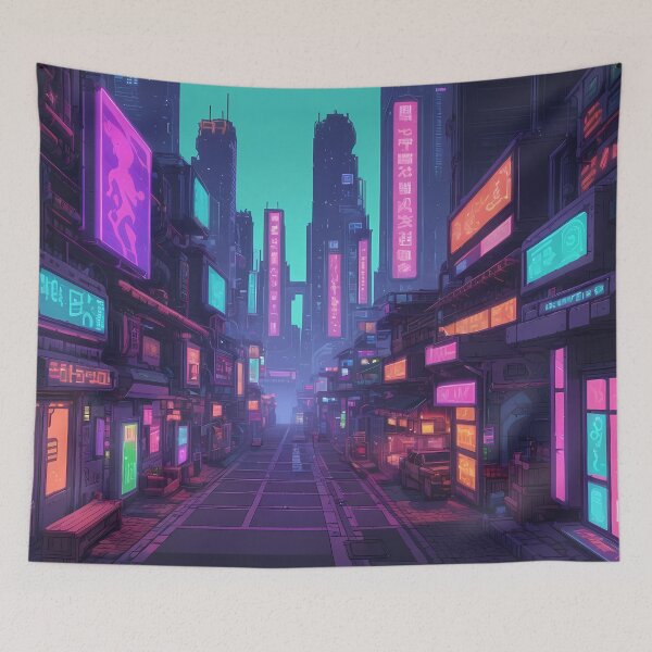 Item preview, Cyberpunk Pixel Art City Street designed and sold by papi1998.