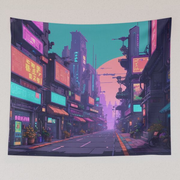 Item preview, Cyberpunk Pixel Art City Street designed and sold by papi1998.