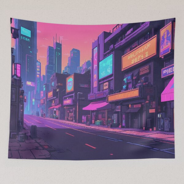 Item preview, Cyberpunk Pixel Art City Street designed and sold by papi1998.