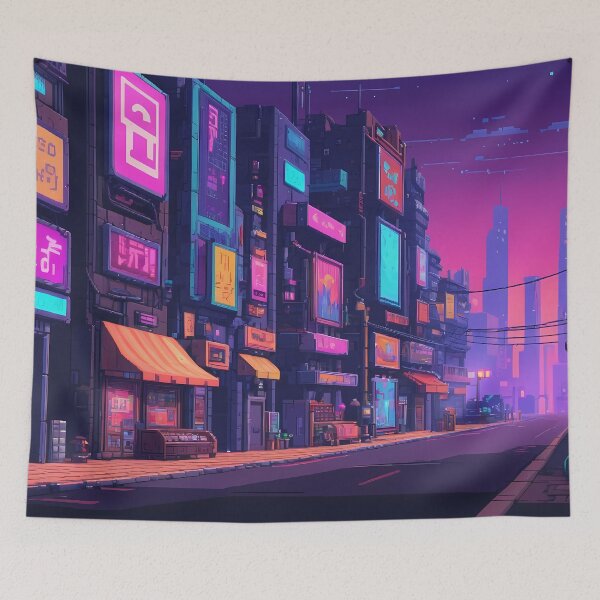 Item preview, Cyberpunk Pixel Art City Street designed and sold by papi1998.