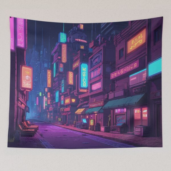 Item preview, Cyberpunk Pixel Art City Street designed and sold by papi1998.
