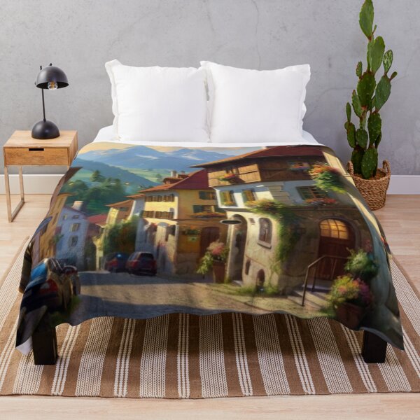 Item preview, Idyllic Townscape Under a Summer Sky designed and sold by BlareBlare.
