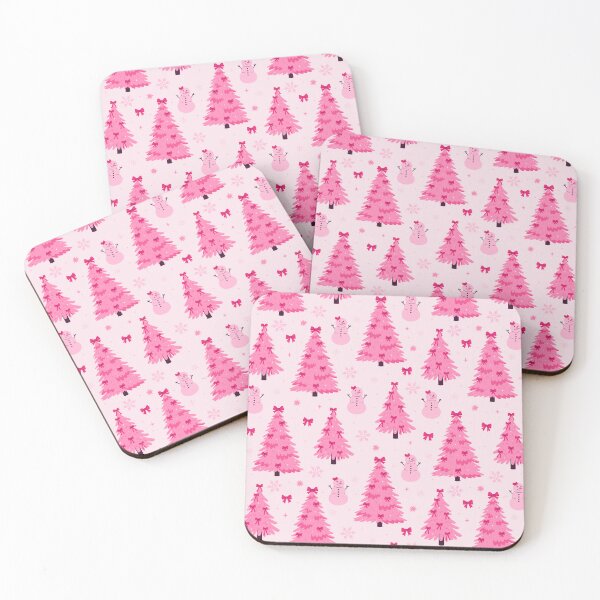Item preview, pink Christmas trees decorated with bows designed and sold by burbura.