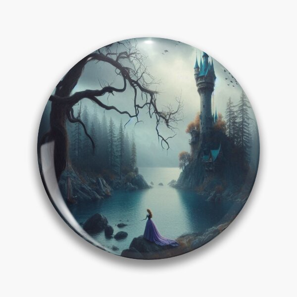 Item preview, AI generated princess standing by a cove looking up at a tower designed and sold by AI-this-is-AI.