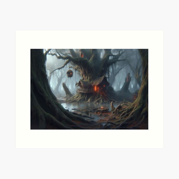 Item preview, AI generated witches hut in a swamp designed and sold by AI-this-is-AI.