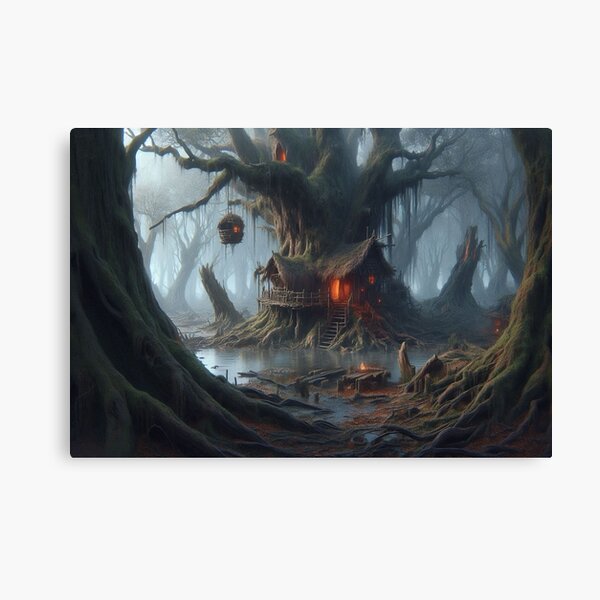 Item preview, AI generated witches hut in a swamp designed and sold by AI-this-is-AI.