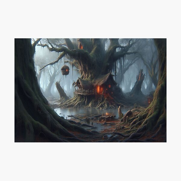 Item preview, AI generated witches hut in a swamp designed and sold by AI-this-is-AI.
