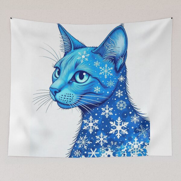 Item preview, Snowflake Cat in Blue designed and sold by Azrabi.