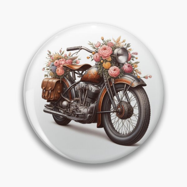 Item preview, beautiful flowers with stunning vintage motorcycle designed and sold by nicnacc.