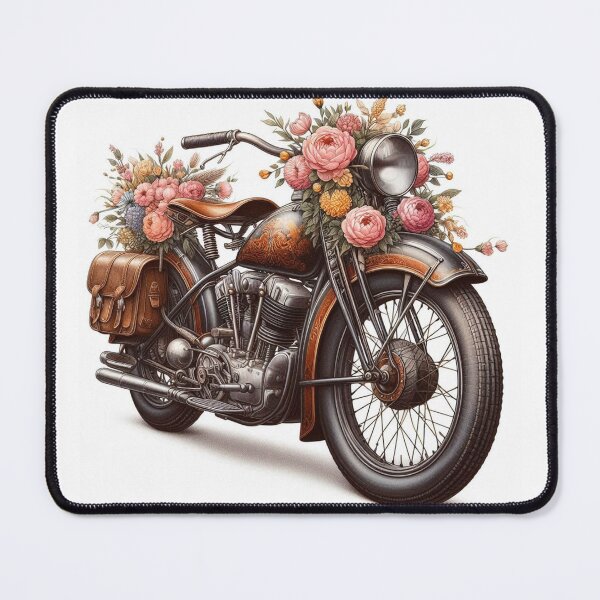 Item preview, beautiful flowers with stunning vintage motorcycle designed and sold by nicnacc.