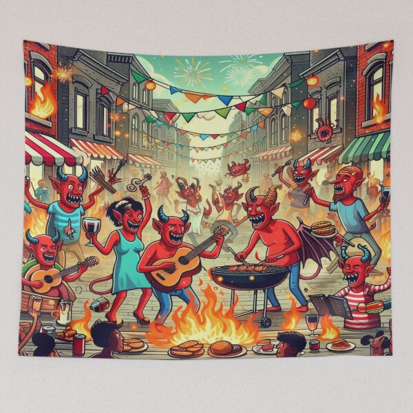Item preview, Quirky Demon Block Party– Perfect Gift designed and sold by Imaginarium of Chaos falcon88 .