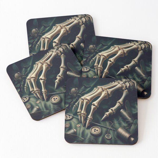 Item preview, AI generated bony hand sewing a button designed and sold by AI-this-is-AI.