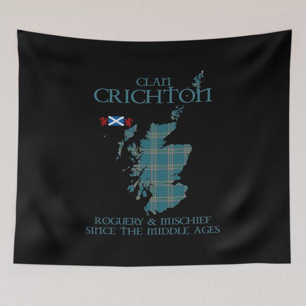 Item preview, Clan Crichton ancient tartan Scotland map Saltire flag and lion rampant scottish designed and sold by Clan1093.