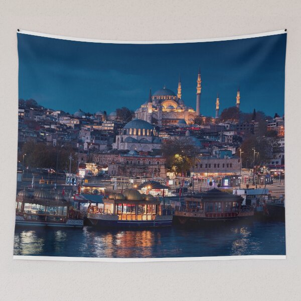 Item preview, Istanbul cityscape at night with Suleymaniye mosque, Turkey designed and sold by Mikołaj Niemczewski.