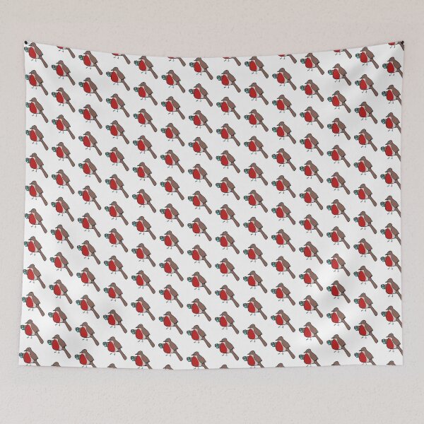 Item preview, Red breasted Christmas robin checks tweets designed and sold by Nigh-designs.
