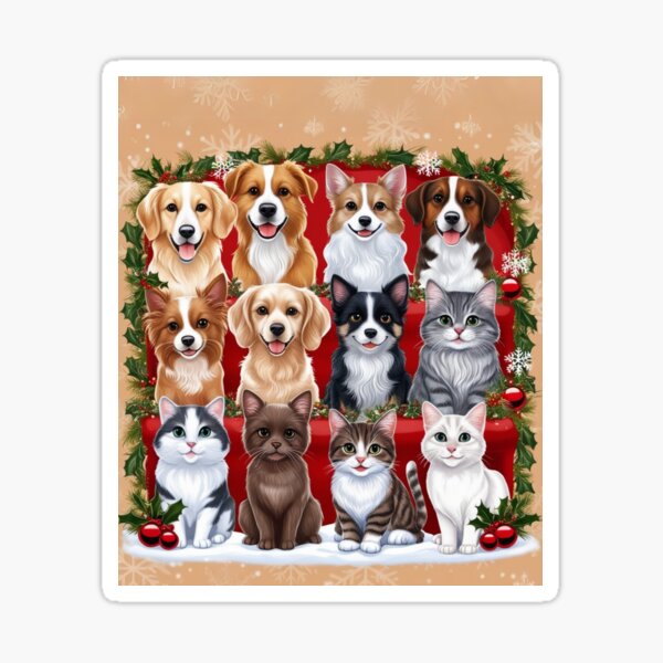 Item preview, Christmas Cat & Dog Watercolor designed and sold by cats-dogs1.