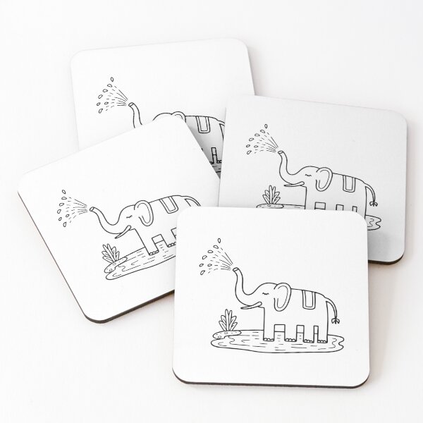 Item preview, An elephant spraying water near a muddy riverbank designed and sold by rasagamastore.