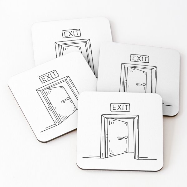 Item preview, An exit door with a sign above it and a hallway beyond designed and sold by rasagamastore.