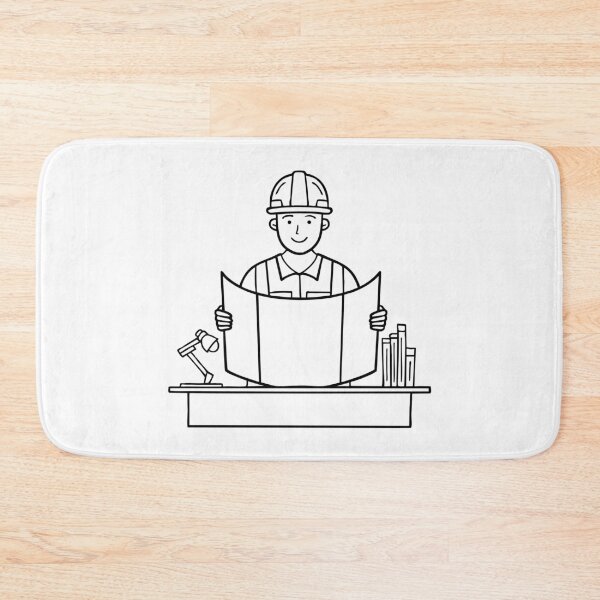 Item preview, An engineer examining blueprints in a workshop designed and sold by rasagamastore.
