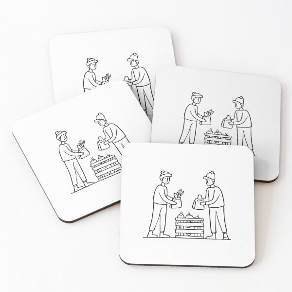 Item preview, Two people exchanging goods in a marketplace designed and sold by rasagamastore.