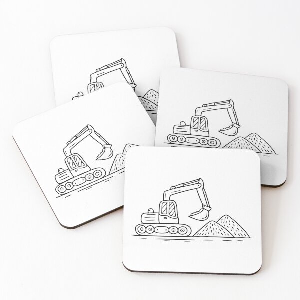 Item preview, An excavator digging at a site surrounded by piles of dirt designed and sold by rasagamastore.