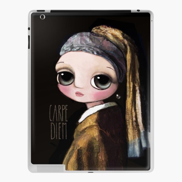 The girl with the pearl earring, big eyes art by Margherita Arrighi iPad Skin