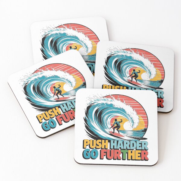 Item preview, Push Harder Go Further – Motivational Surfing Wave Design designed and sold by love3617.