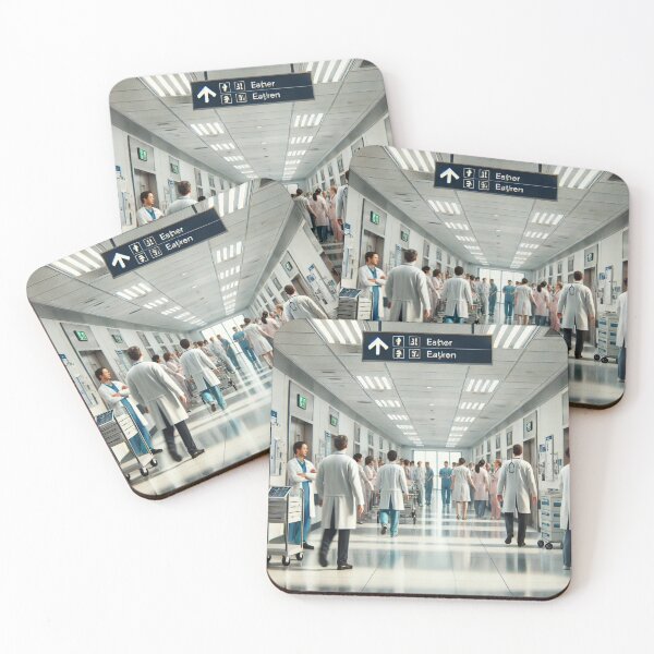 Item preview, Hospital Corridor with Busy Medical Staff designed and sold by Thanabordee.