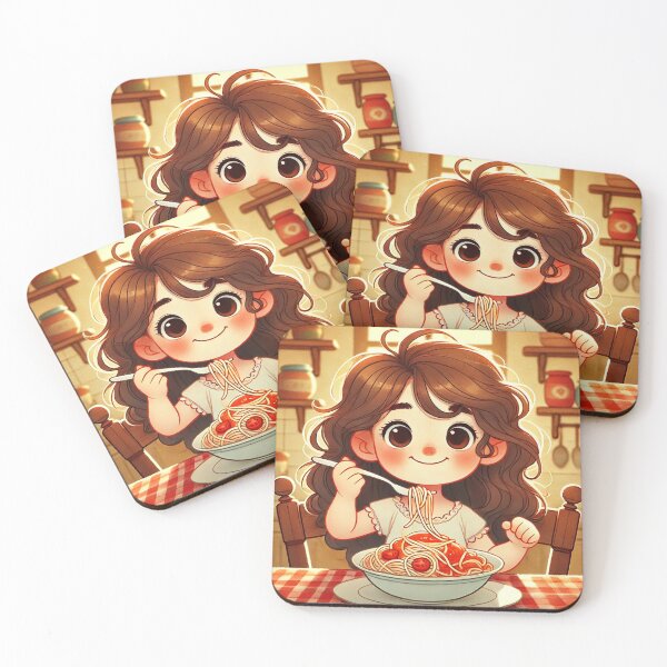 Item preview, Joyful Girl Eating Spaghetti designed and sold by Alta-store.