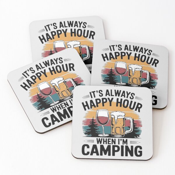 Item preview, Happy Hour Camping Design with Wine and Beer designed and sold by love3617.