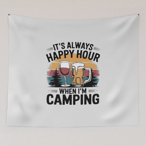 Item preview, Happy Hour Camping Design with Wine and Beer designed and sold by love3617.